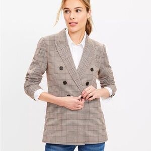 Women's Plaid Double-Breasted Blazer